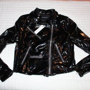 Olivaceous patent faux leather jacket -NWOT